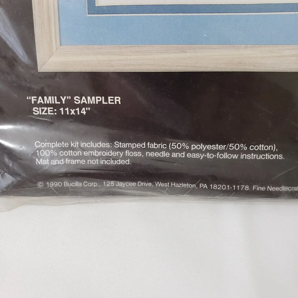 Vtg 1990 Crafts Cross Stitch Kit Bucilla Family Sampler 40395 Farmhouse Floral
